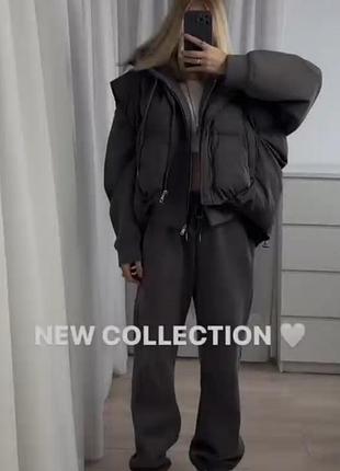 Костюм женский/спортивный костюм/жилетка стильная жилетка : черный, беж, графит костюм: бе...