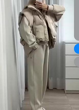 Костюм женский/спортивный костюм/жилетка стильная жилетка : черный, беж, графит костюм: бе...