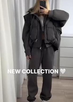 Костюм женский/спортивный костюм/жилетка стильная жилетка : черный, беж, графит костюм: бе...
