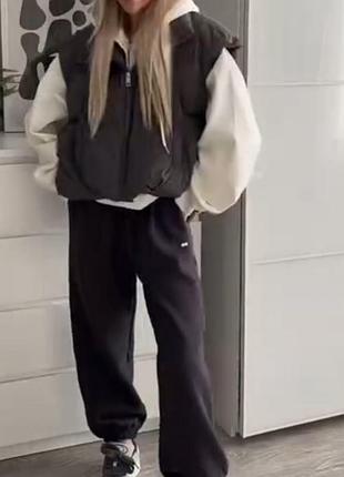 Костюм женский/спортивный костюм/жилетка стильная жилетка : черный, беж, графит костюм: бе...