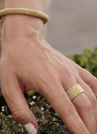 Комплект из золотого бисера браслет и кольцо