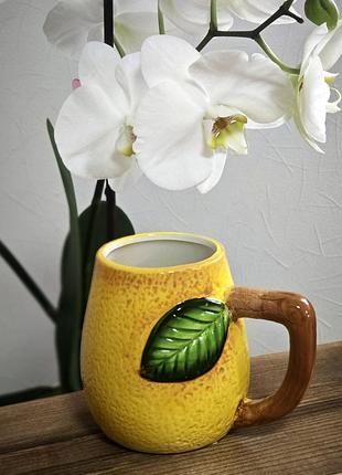 Чашка керамічна кухоль кружка лимон