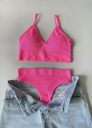 Комплект топ та трусики в рубчик