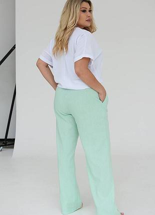 Жіночий легкий прогулочний костюм двійка батал штани льон