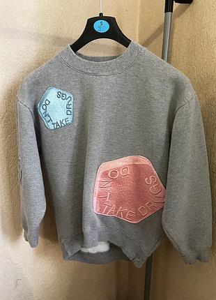 Жіночий світшот acne studios grey beta say no to drugs