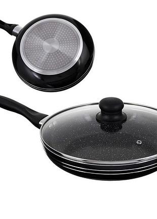 Сковорода с крышкой unique un-5165 26 см и с внешним и внутренним антипригарным покрытием