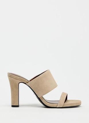Замшевые мюли на каблуке zara2 фото