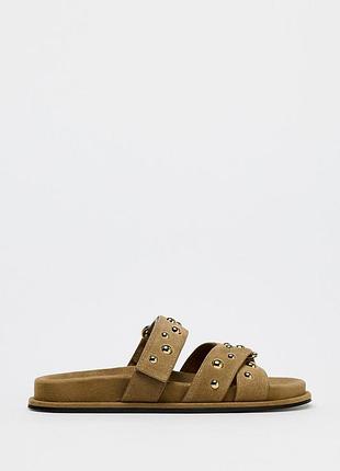 Замшевые сандалии с заклепками zara2 фото