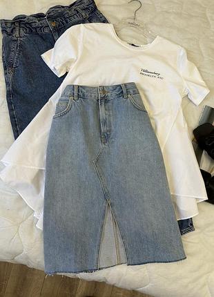 Джинсова мідіспідниця з розрізом topshop