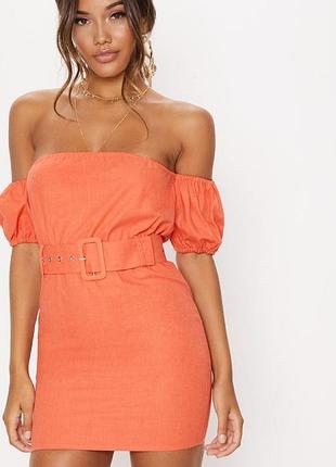 Коротка помаранчева псукня  сарафан prettylittlething uk-10