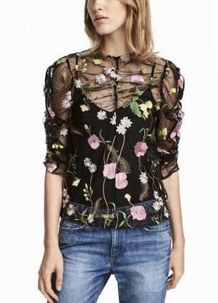 Стильна жіноча блуза сітка з вишивкою