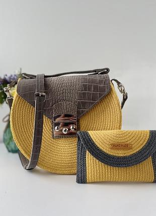 Кругла сумка, сумка зі шнура, крос-боді