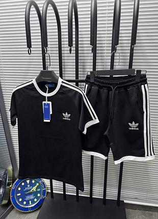 Новинка мужской летний костюм adidas шорты футболка