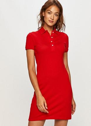 Lacoste 32 красное платье поло slim fit короткое