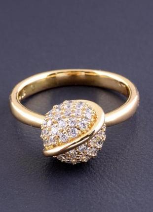Каблочка с шариком позолота xp jewelry 18к шар шар женский кольцо кольцо кольцо под золото с фианитами качественно долговечное