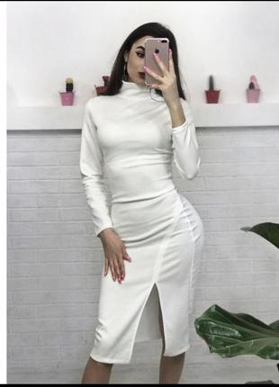 Шикарне біле плаття гольф міді