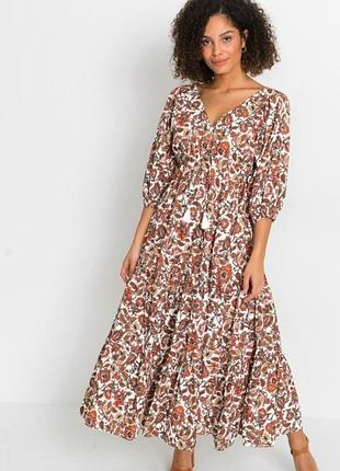 Bonprix bodyflirt  cotton africa ярусное поплиновое платье цветочный принт /11889/