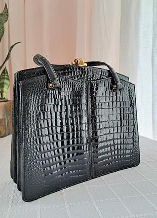 Винтажная сумка из кожи крокодила в стиле hermes