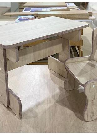 Детский комплект стол и стул цвет древесины