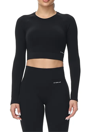 Спортивний кроп із довгим рукавом оригінал la gear чорний моделювальний безшовний розмір m eur38
