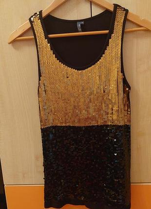 Женская нарядная майка с паетками на праздник, на вечеринку