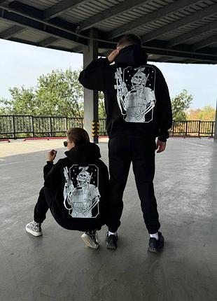 Худи черные милитари