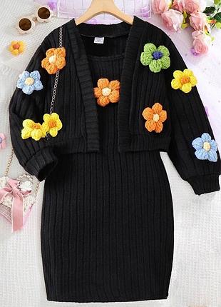 Стильний комплект для дівчинки сарафан та кофта кардиган