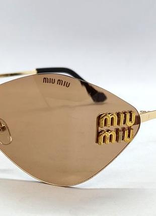 Miu miu очки женские солнцезащитные модные закругленные бежевые