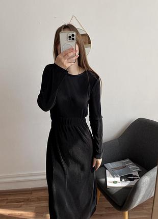Zara черное платье миди