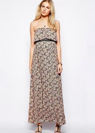 Легке літнє максі сукні без бретелей з квітковим принтом на високий зріст new look