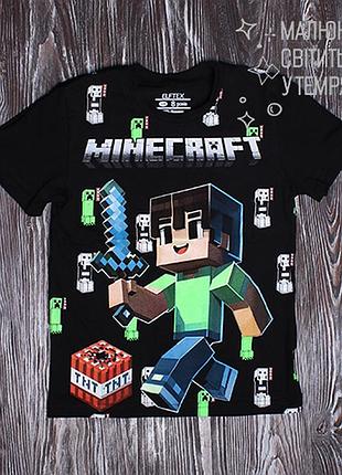 Подростковая футболка майнкрафт minecraft светящаяся для мальчика