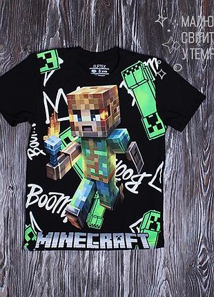 Футболка для хлопчика підлітка майнкрафт minecraft світяшка