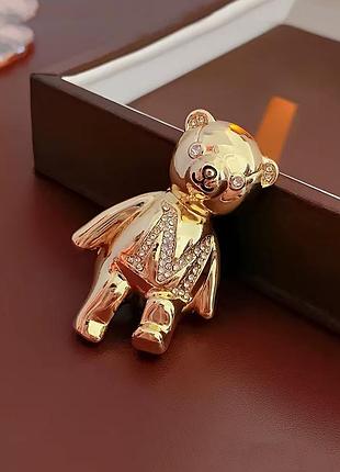 Медвежонок teddy bear золотая брошка "стильный мишка" медвежонок медвежонок