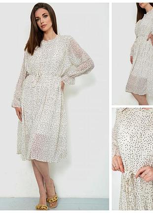 Платье свободного кроя шифоновое, цвет молочный, 204r721