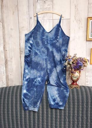 Комбінезон трикотажний з кишенями з принтом тай-дай  великого розміру р 4xl