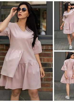 Платье свободного кроя, пудрового цвета, 183r0050