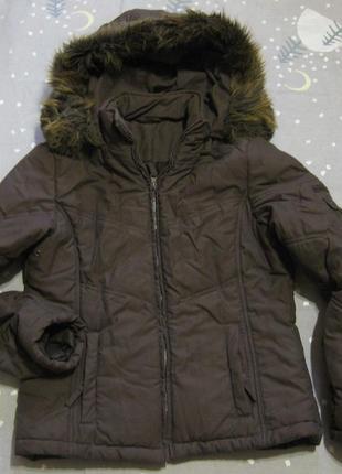 Куртка зимняя короткая с мехом на капюшоне  пуховик италия1 фото