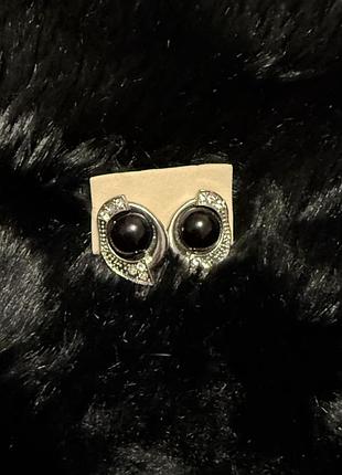 Серьги ретро винтажные клипсы в сребре