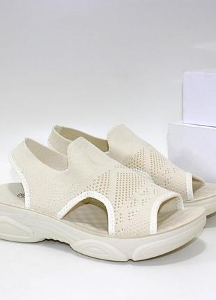 Бежевые легкие женские босоножки текстильный верх, женские босоножки текстильные, бежевые босоножки женские