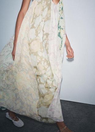 Платье zara zw collection с цветочным принтом в стиле печворк3 фото