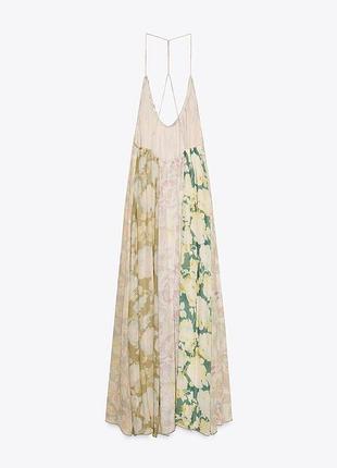 Платье zara zw collection с цветочным принтом в стиле печворк9 фото