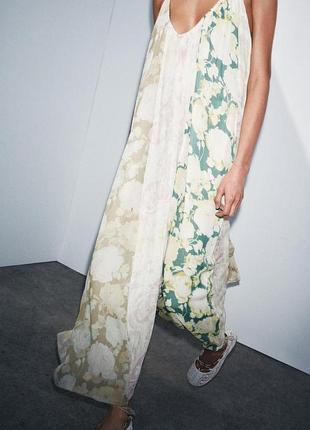 Платье zara zw collection с цветочным принтом в стиле печворк2 фото