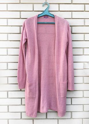 Рожевий кардиган довгий 3