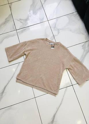 Нюдова плюшева футболка оверсайз primark