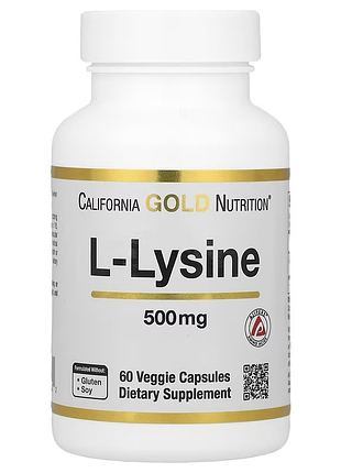 California gold nutrition, l-лізин, 500 мг, 60 рослинних капсул