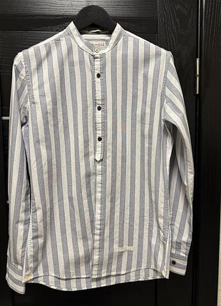 Рубашка в полоску, воротник стойка, 100% хлопок alesandro lamura