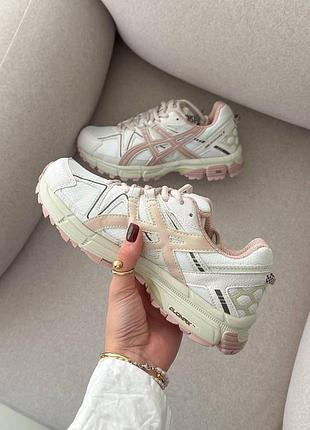 Женские кроссовки asics gel-kahana 8 beige pink ассикс бежевого с розовым цветами4 фото