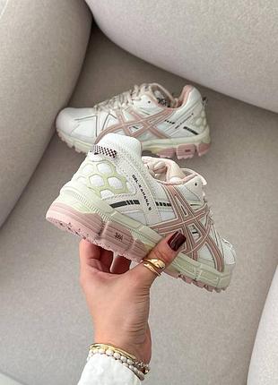 Женские кроссовки asics gel-kahana 8 beige pink ассикс бежевого с розовым цветами5 фото