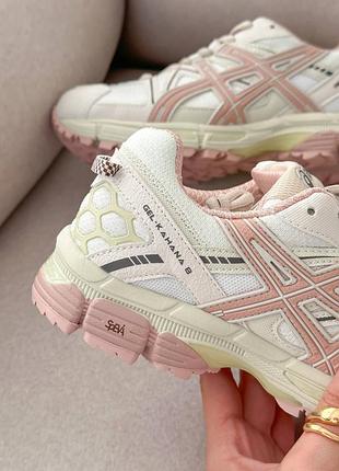 Женские кроссовки asics gel-kahana 8 beige pink ассикс бежевого с розовым цветами3 фото