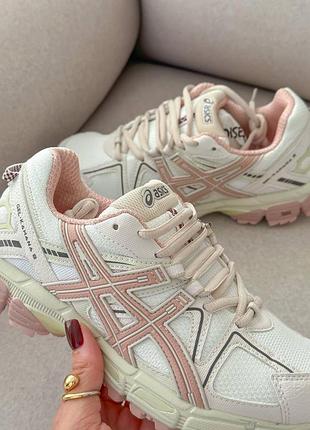 Женские кроссовки asics gel-kahana 8 beige pink ассикс бежевого с розовым цветами2 фото